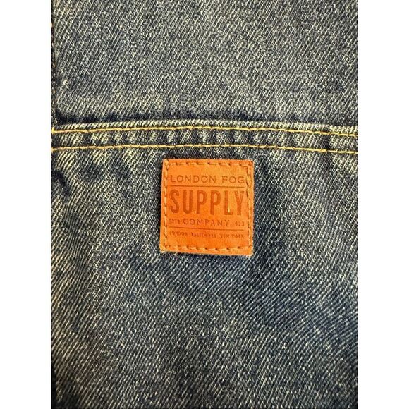 London Fog Supply Boys' Blue Denim Sherpa Lined Cotton Hoodie Jacket Sz L 14/16 - Picture 5 of 9